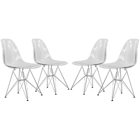 Kd 32 x 18.40 x 17 in. Cresco Molded Eiffel Side Chair Clear - Set of 4 KD3580026